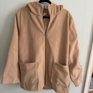 Oversized cream Women's soft zip up jacket